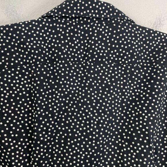 Chaps Womens XL No Iron Black White Polka Dot Button Up Shirt Long Sleeve Blouse - Picture 11 of 11